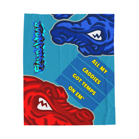 Turquoise Flawdawear Limited Edition OG Rich Daddy “All My Caddies Got Temps On Em” Velveteen Plush Playuz Blanket