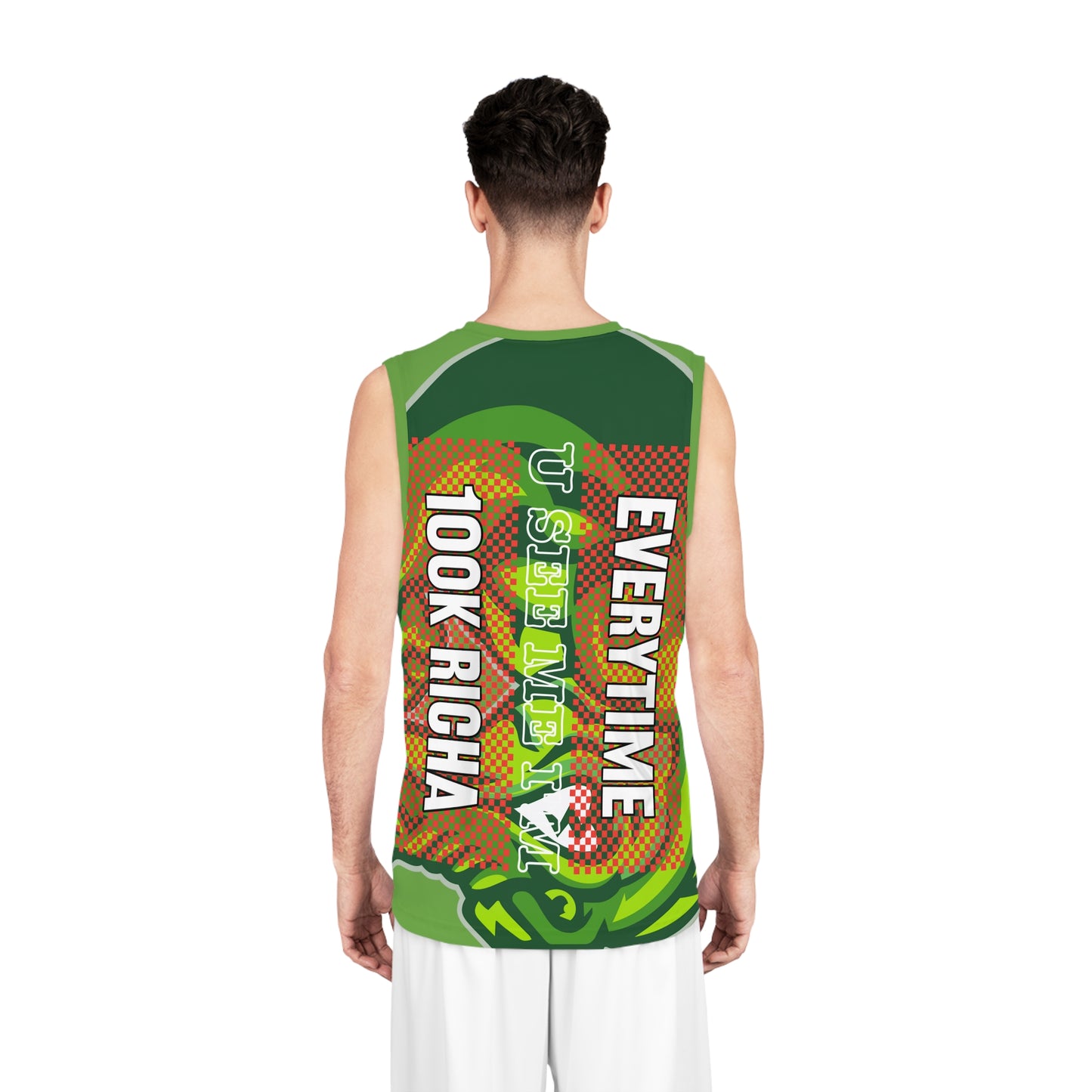Light Green Flawdawear Limited Edition OG Rich Daddy “Everytime U See Me I’m 100K Richa” Men’s Basketball Playuz Jersey