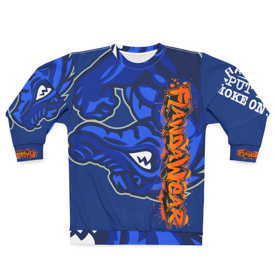Dark Blue Flawdawear Limited Edition OG Alligator Playuz “Flawda Mane Put Dat Smoke On You” Unisex Playuz Sweatshirt