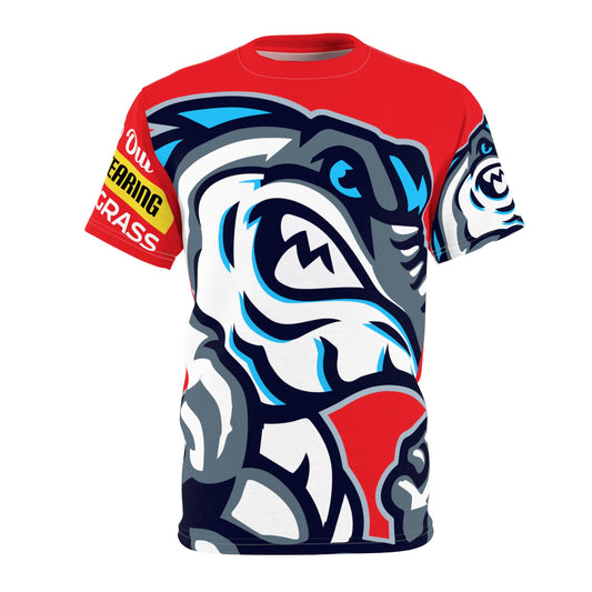 Red Flawdawear Limited Edition OG Flawda Mane “Slab Out Front Terring Up Tha Grass” Unisex Cut & Sew Playuz Tee