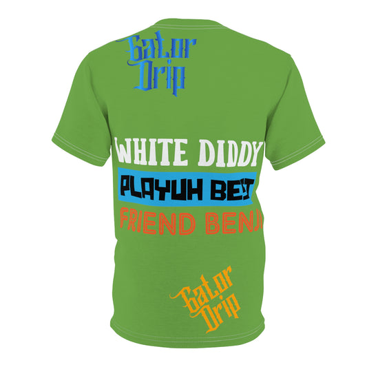 Green Gator Drip Exclusive Supa-Heavy Excess-Stunna Flex Alligator Playuz Limited Edition OG Multi-Logo Rich Daddy “White Diddy Playuh Best Friend Benji" Unisex Cut & Sew Playuz Tee