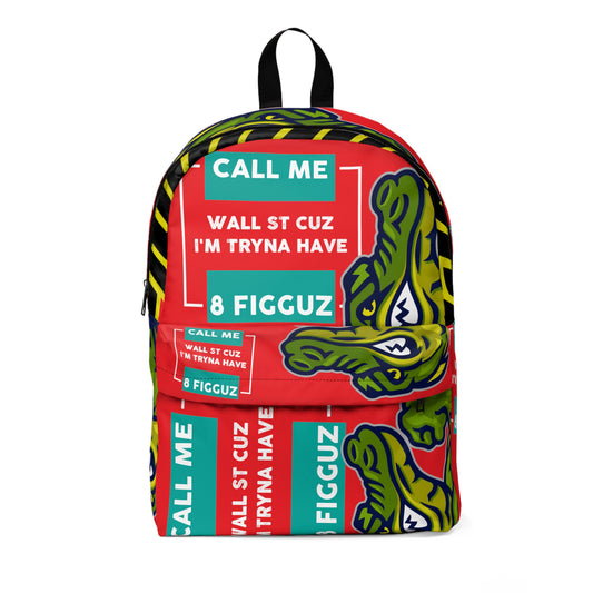 Red Flawdawear Limited Edition OG Flawda Mane "Call Me Wall St Cuz I'm Tryna Have 8 Figguz" Classic Backpack