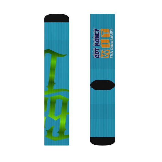 Turquoise Gator Drip Supa-Heavy Excess-Stunna Hypa-Flex Limited Edition OG Alligator Papuh Playuz “Got Money Wit Tha Dinosaurs” Medium Playuz Socks