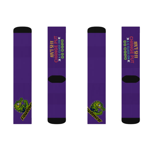 Purple Flawdawear Limited Edition OG Flawda Mane “Ain’t Shit Change Put A G Class On My Neck” Medium Playuz Socks