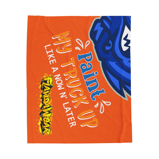 Orange Flawdawear Limited Edition OG Flawda Mane “Paint My Truck Up Like A Now N’ Later” Velveteen Plush Playuz Blanket