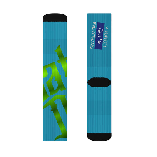 Turquoise Gator Drip Supa-Heavy Excess-Stunna Hypa-Flex Limited Edition OG Flawda Mane “A Hatuh Gave Me Everythang” Medium Playuz Socks