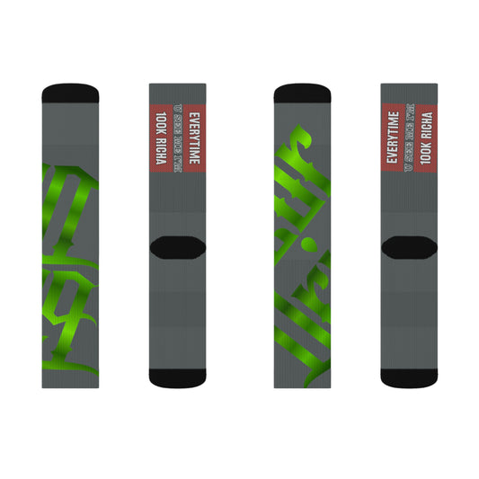 Dark Grey Gator Drip Supa-Heavy Excess-Stunna Hypa-Flex Limited Edition OG Rich Daddy “Everytime U See Me I’m 100k Richa” Medium Playuz Socks