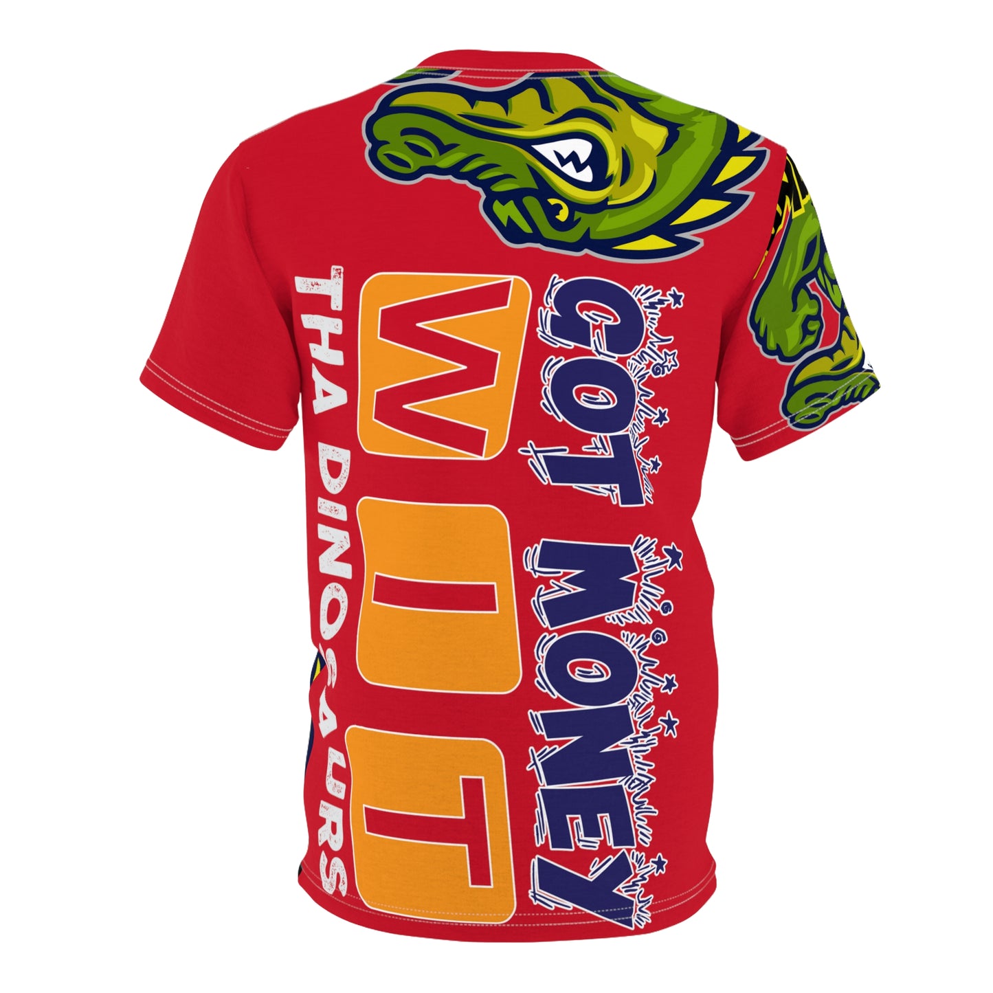 Red Flawdawear Limited Edition OG Rich Daddy “Got Money Wit Tha Dinosaurs” Unisex Cut & Sew Playuz Tee