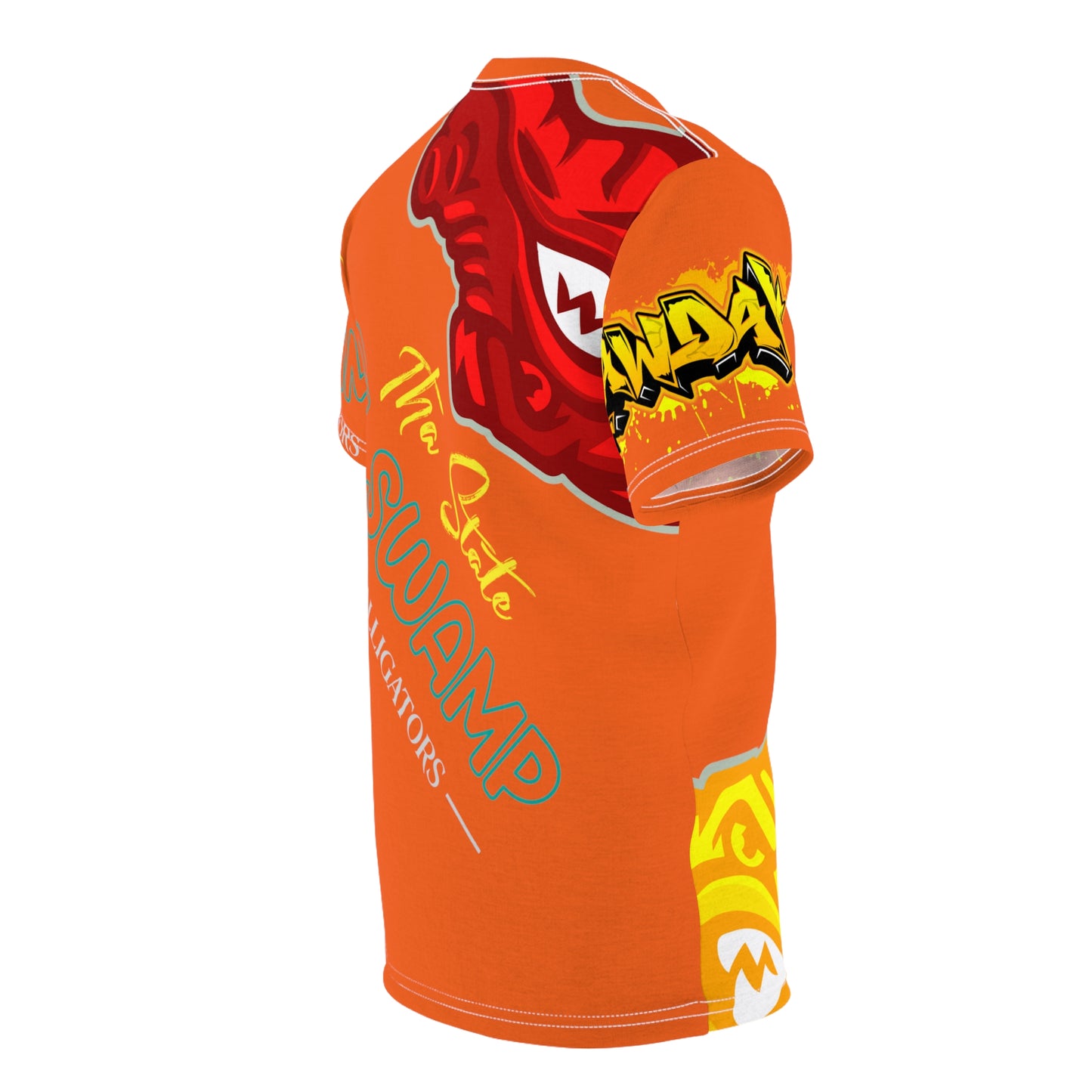 Orange Flawdawear Limited Edition OG Flawda Mane “Tha State Of Swamp Rats N’ Alligators”  Unisex Cut & Sew Playuz Tee