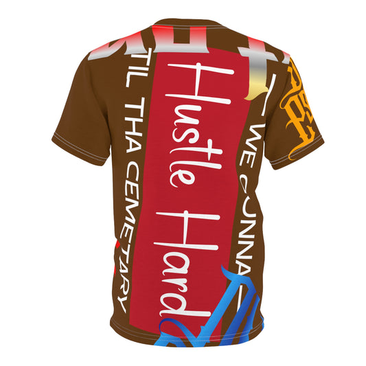 Brown Gator Drip Exclusive Supa-Heavy Excess-Stunna Flex Alligator Playuz Limited Edition OG Multi-Logo Flawda Mane “We Gunna Hustle Hard Til Tha Cemetary” Unisex Cut & Sew Playuz Tee