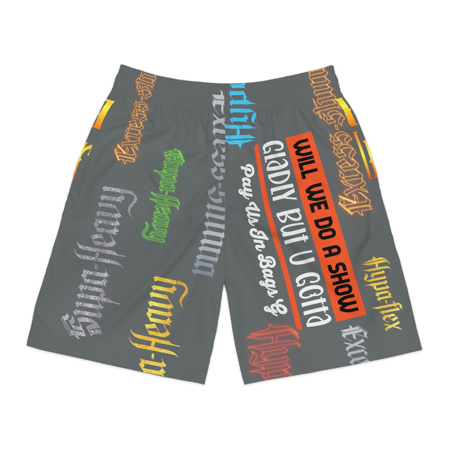 Dark Grey Gator Drip Exclusive Supa-Heavy Excess-Stunna Hypa-Flex Limited Edition OG Rich Daddy “Will We Do A Show Gladly But U Gotta Pay Us In Bags G” Men’s Jogguz Playuz Shorts