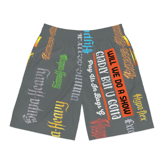 Dark Grey Gator Drip Exclusive Supa-Heavy Excess-Stunna Hypa-Flex Limited Edition OG Rich Daddy “Will We Do A Show Gladly But U Gotta Pay Us In Bags G” Men’s Jogguz Playuz Shorts