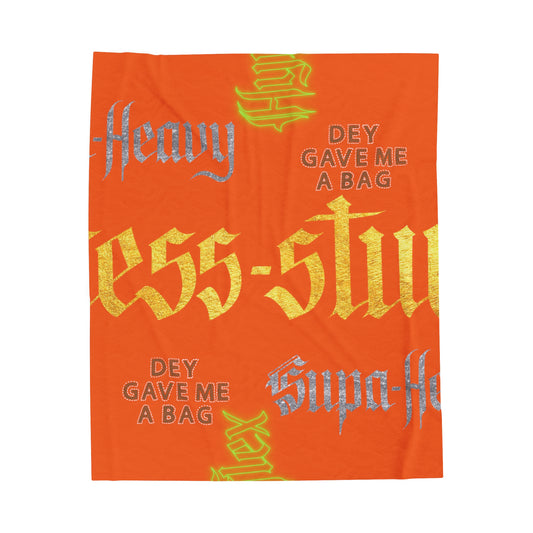 Orange Gator Drip Exclusive Supa-Heavy Excess-Stunna Hypa-Flex Limited Edition OG Alligator Playuz “Dey Gave Me A Bag” Velveteen Plush Playuz Blanket
