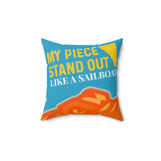 Turquoise Flawdawear Limited Edition OG Flawda Mane “My Piece Stand Out Like A Sailboat” Spun Polyester Square Playuz Pillow