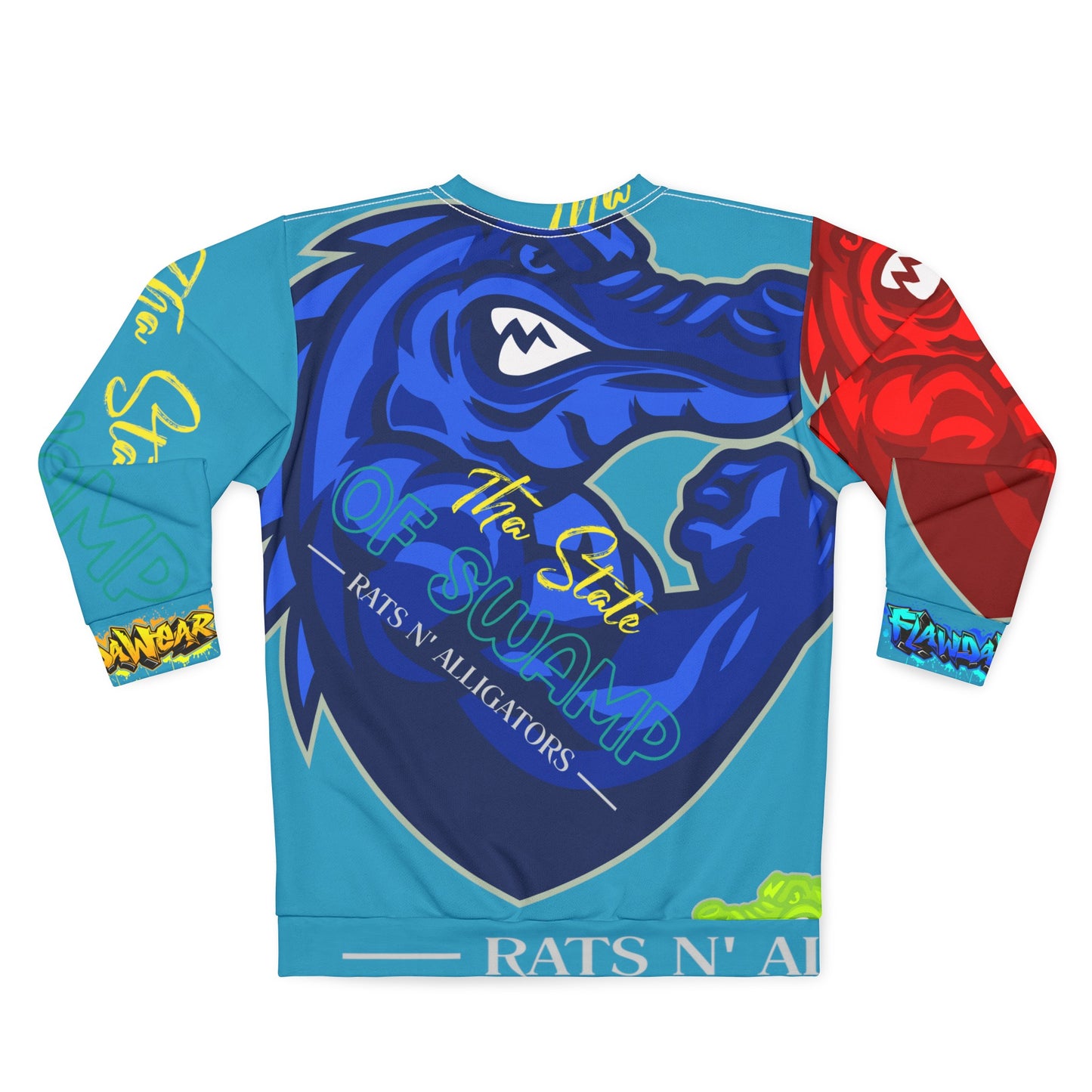 Turquoise Flawdawear Limited Edition OG Flawda Mane “Tha State Of Swamp Rats N’ Alligators” Unisex Playuz Sweatshirt