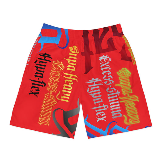 Red Gator Drip Exclusive Supa-Heavy Excess-Stunna Hypa-Flex Limited Edition OG Flawda Mane “Tha State Of Swamp Rats N’ Alligators” Men’s Jogguz Playuz Shorts