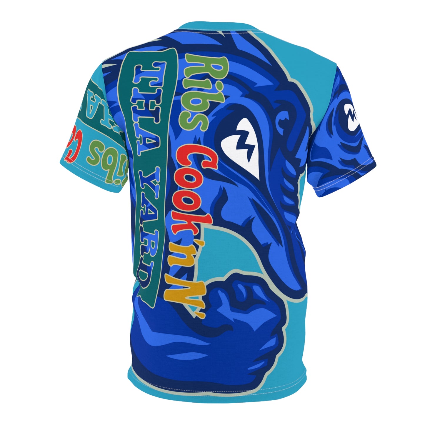 Turquoise/Blue Flawdawear Limited Edition OG Flawda Mane “Ribs Cook’n N’ Tha Yard” Unisex Cut & Sew Playuz Tee