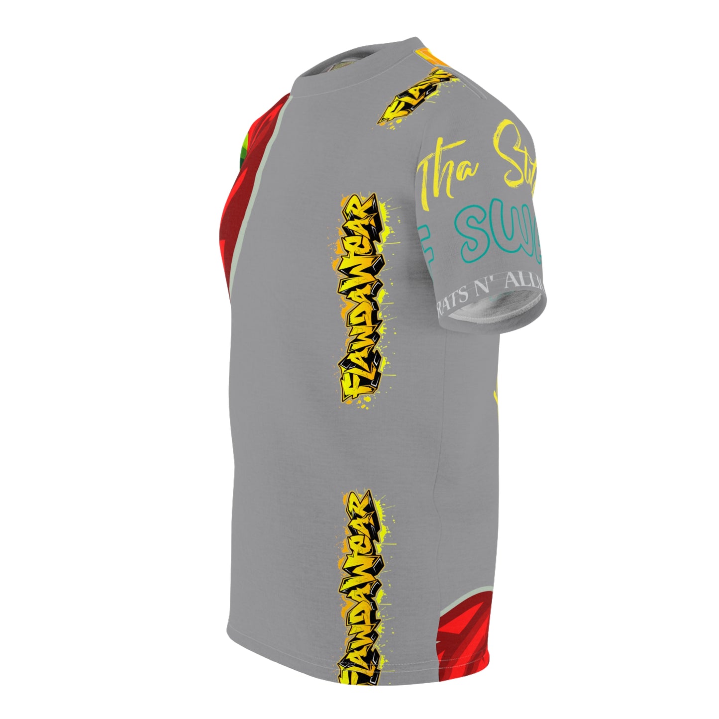 Grey Flawdawear Limited Edition OG Flawda Mane “Tha State Of Swamp Rats N’ Alligators” Unisex Cut & Sew Playuz Tee