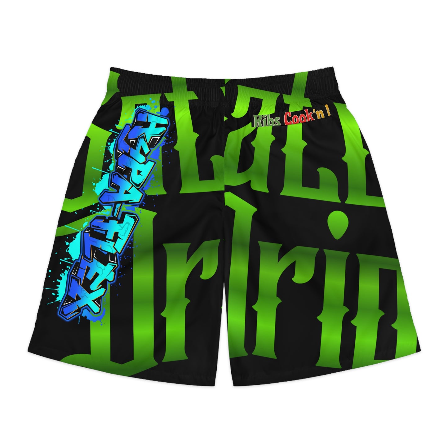 Green Gator Drip Exclusive Supa-Heavy Excess-Stunna Hypa-Flex Limited Edition OG Flawda Mane “Ribs Cook’n N’ Tha Yard” Men’s Jogguz Playuz Shorts