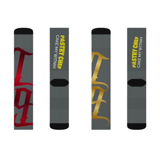 Dark Grey Gator Drip Supa-Heavy Excess-Stunna Hypa-Flex Limited Edition OG Rich Daddy “Pastry Chef Cake My Witnih” Medium Playuz Socks