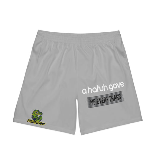 Light Grey Flawdawear x Gator Drip Supa-Heavy Excess-Stunna Hypa-Flex Limited Edition OG Flawda Mane "A Hatuh Gave Me Everythang" Men's Elastic Beach Playuz Shorts