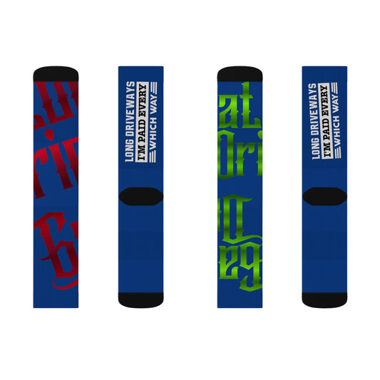 Dark Blue Gator Drip Supa-Heavy Excess-Stunna Hypa-Flex Limited Edition OG Alligator Papuh Playuz “Long Driveways I’m Paid Every Which Way” Medium Playuz Socks