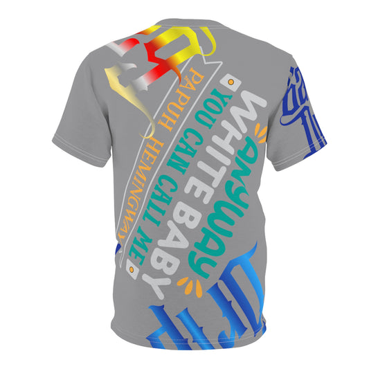 Light Grey Gator Drip Exclusive Supa-Heavy Excess-Stunna Flex Alligator Playuz Limited Edition OG Multi-Logo Rich Daddy “Anyway White Baby You Can Call Me Papuh Hemingway” Unisex Cut & Sew Playuz Tee