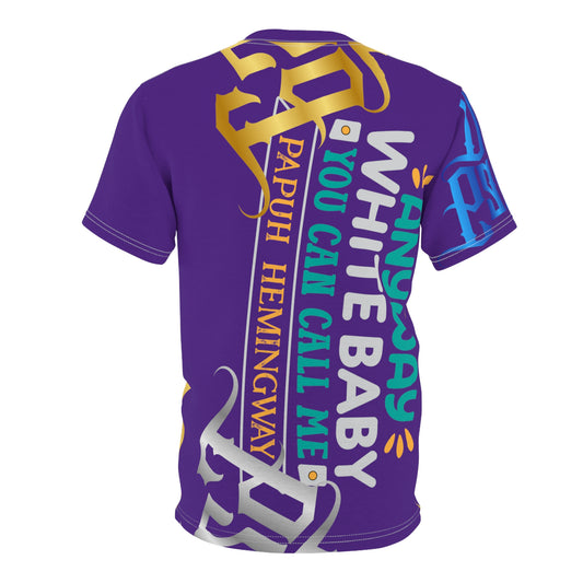 Grape Gator Drip Exclusive Supa-Heavy Excess-Stunna Flex Alligator Playuz Limited Edition OG Multi-Logo Rich Daddy “Anyway White Baby You Can Call Me Papuh Hemingway” Unisex Cut & Sew Playuz Tee