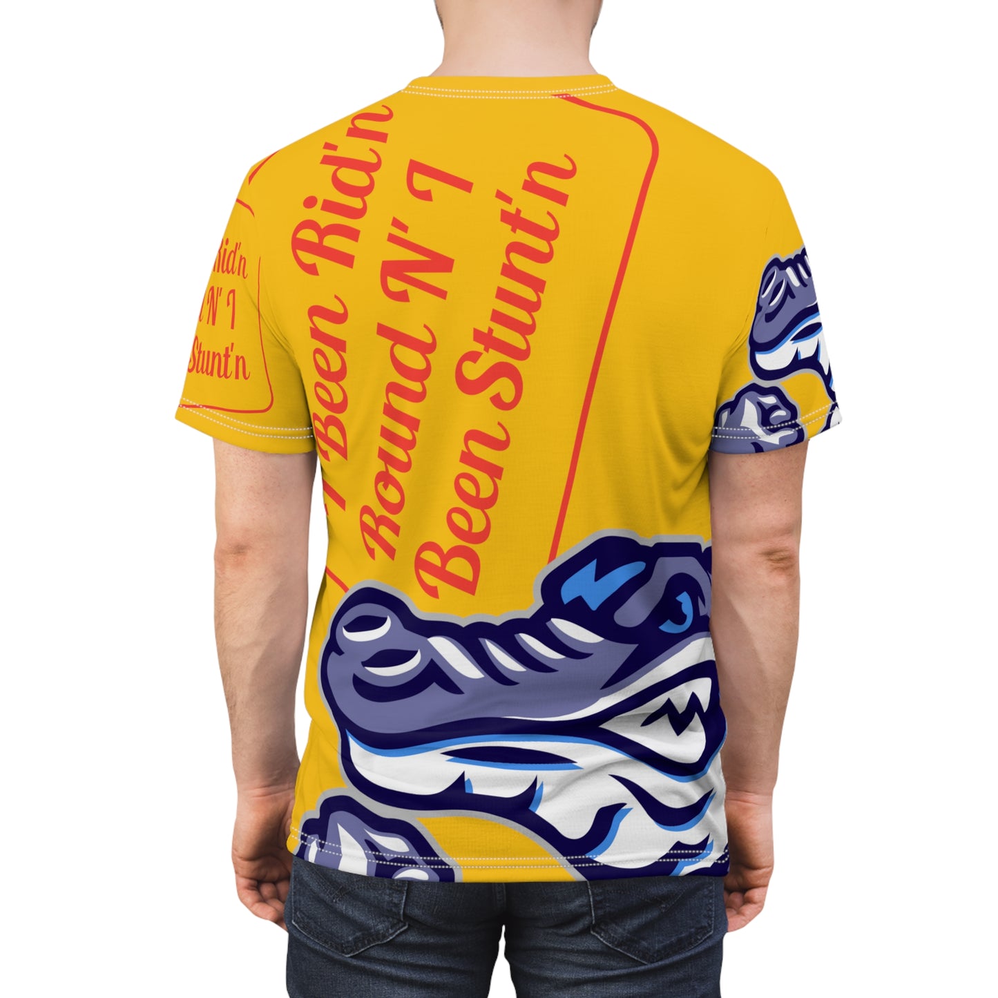 Yellow Flawdawear Limited Edition OG Flawda Mane “I Been Rid’n Round N’ I Been Stunt’n” Unisex Cut & Sew Playuz Tee