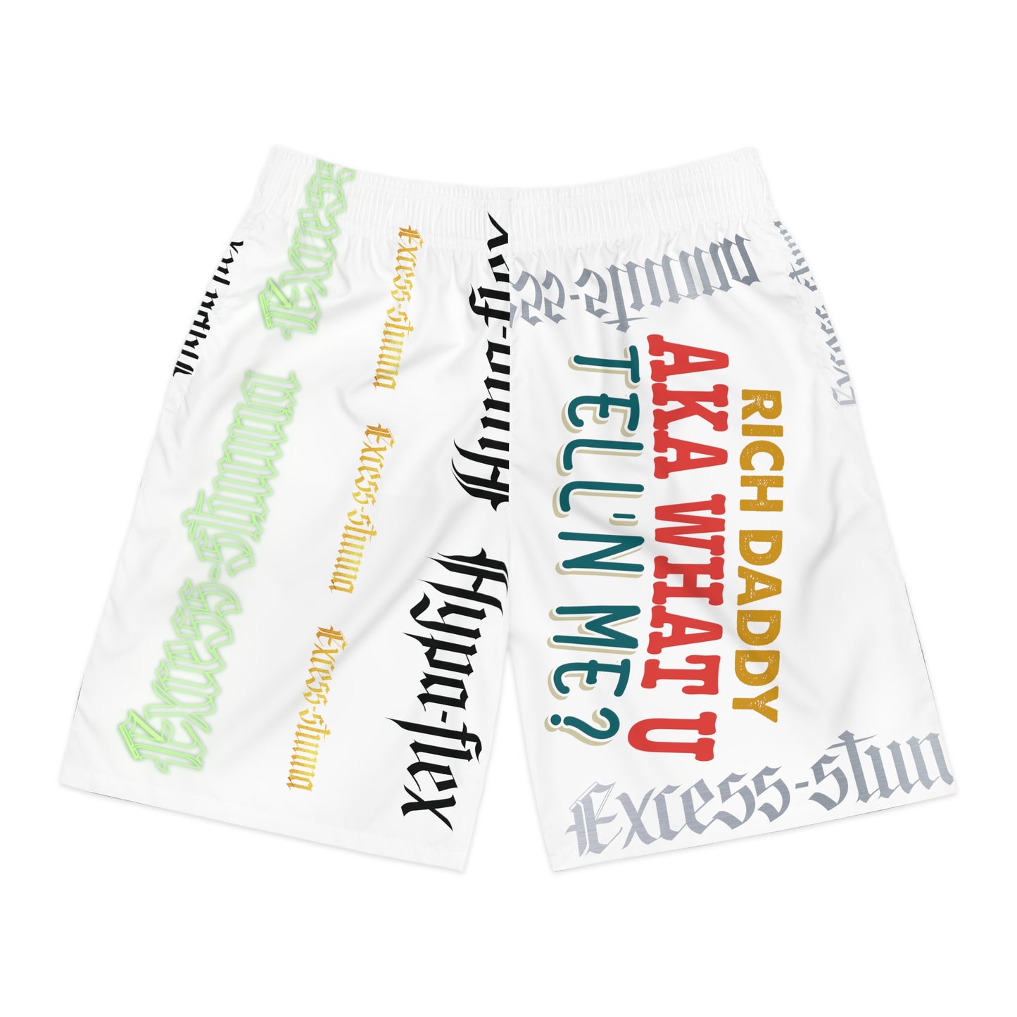 White Gator Drip Exclusive Supa-Heavy Excess-Stunna Hypa-Flex Limited Edition OG Rich Daddy “Rich Daddy AKA What U Tell’n ME?” Men’s Jogguz Playuz Shorts