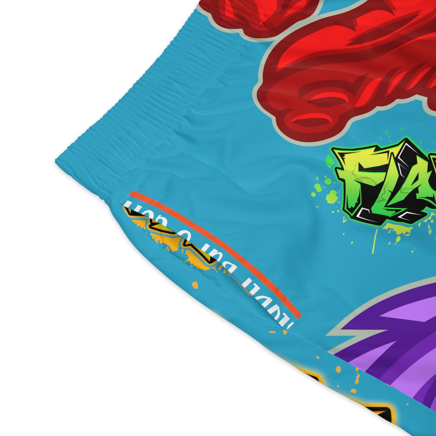 Turquoise Flawdawear Limited Edition OG Rich Daddy “Will We Do A Show Gladly But U Gotta Pay Us In Bags G” Men’s Jogguz Playuz Shorts