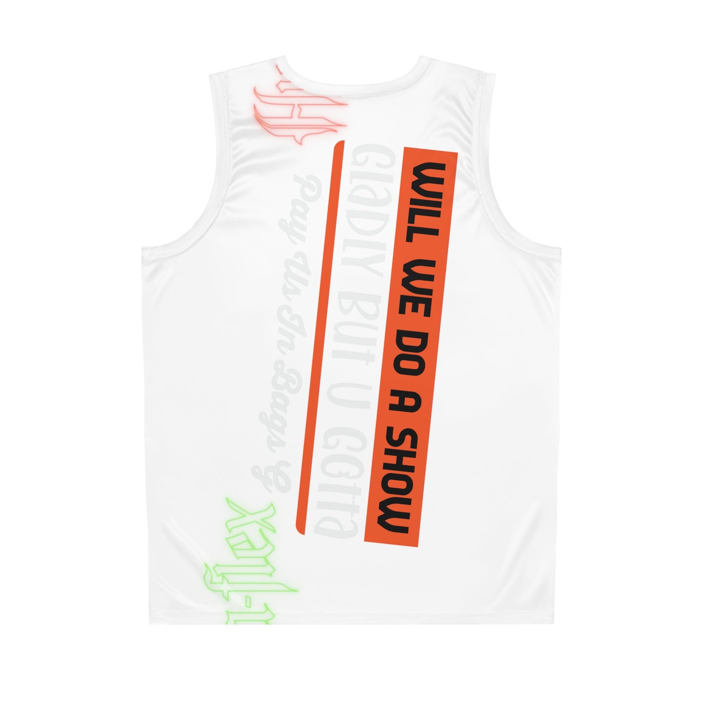 White Flawdawear Limited Edition OG Rich Daddy “Will We Do A Show Gladly But U Gotta Pay Us In Bags G” Basketball Playuz Jersey