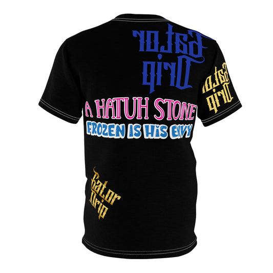 Black Gator Drip Exclusive Supa-Heavy Excess-Stunna Flex Alligator Playuz Limited Edition OG Multi-Logo Rich Daddy “A Hatuh Stone Frozen In His Envy" Unisex Cut & Sew Playuz Tee