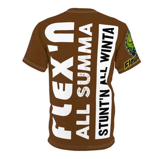 Brown Flawdawear Alligator Playuz “Flex’n All Summa Stunt’n All Winta ” Limited Edition OG Unisex Cut & Sew Playuz Tee
