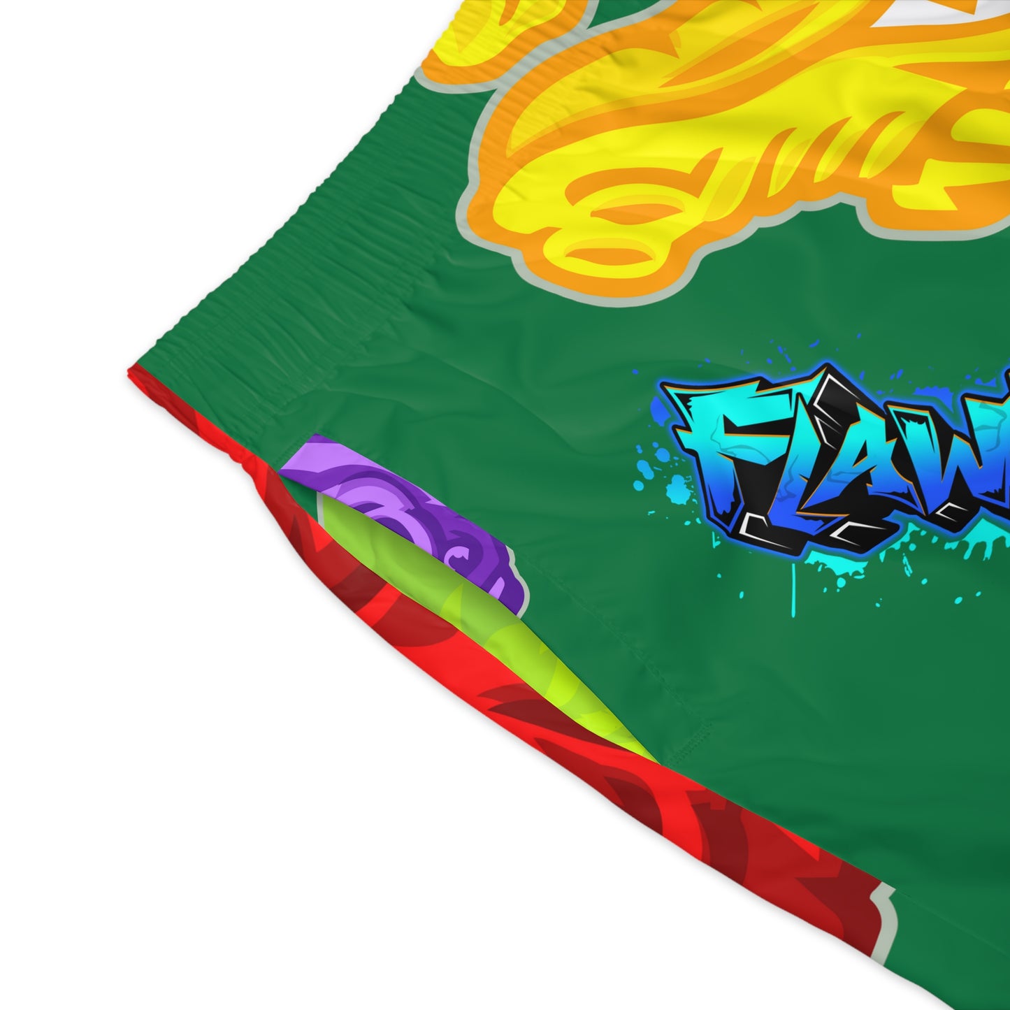 Dark Green Flawdawear Limited Edition OG Flawda Mane “Tha State Of Swamp Rats N’ Alligators” Men’s Jogguz Playuz Shorts