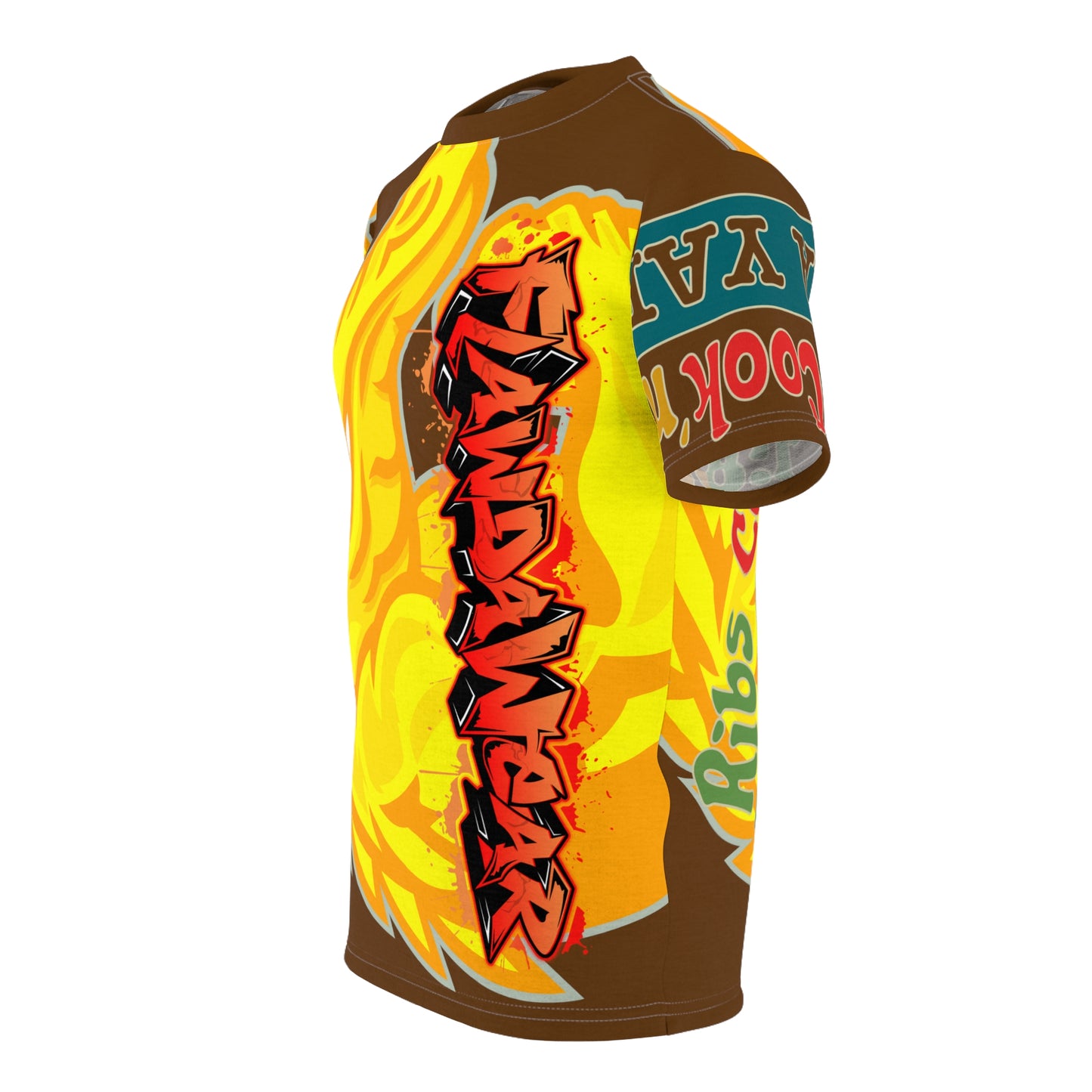 Brown/Yellow Flawdawear Limited Edition OG Flawda Mane “Ribs Cook’n N’ Tha Yard” Unisex Cut & Sew Playuz Tee