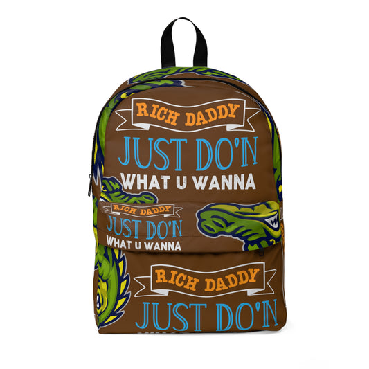 Brown Flawdawear Limited Edition OG Rich Daddy "Rich Daddy Just Do'n What U Wanna" Classic Backpack