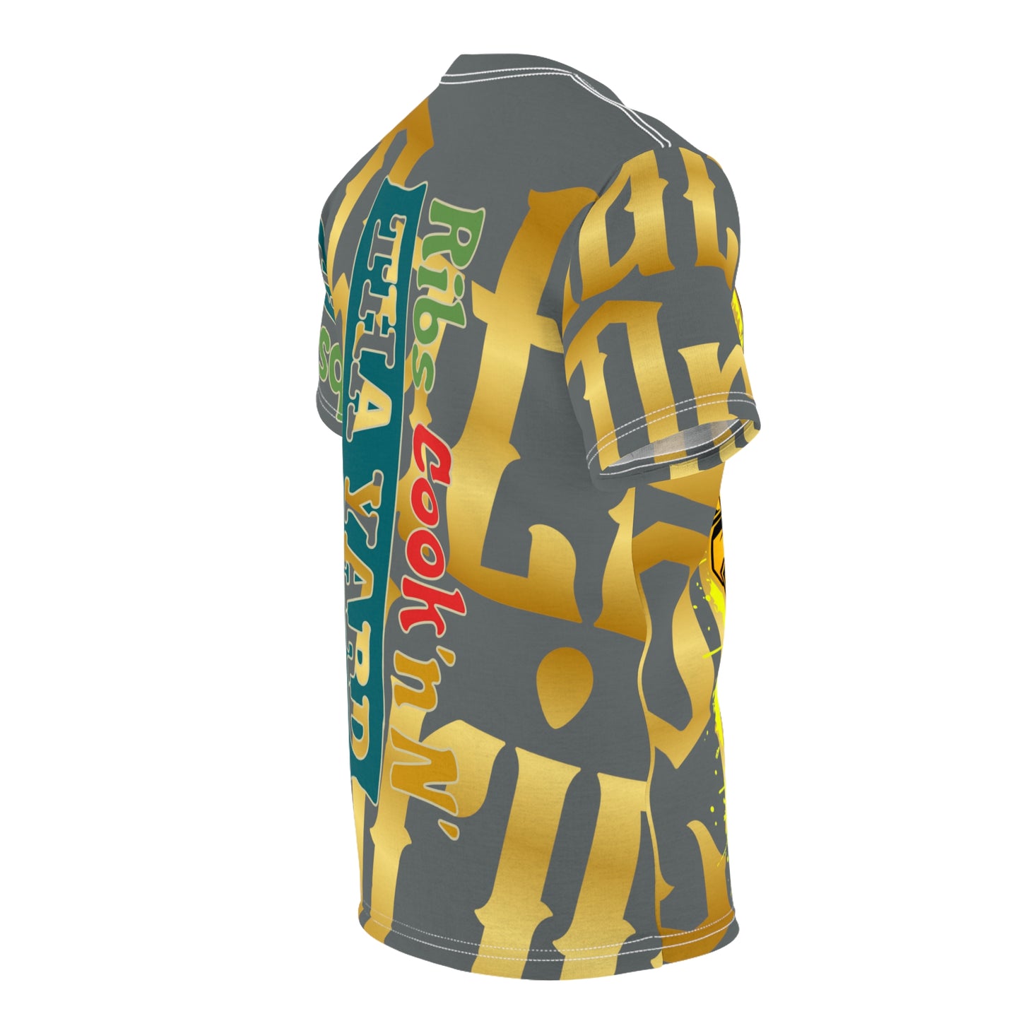 Dark Grey Gator Drip Exclusive Supa-Heavy Excess-Stunna Hypa-Flex Limited Edition OG Flawda Mane “Ribs Cook’n N’ Tha Yard” Unisex Cut & Sew Playuz Tee