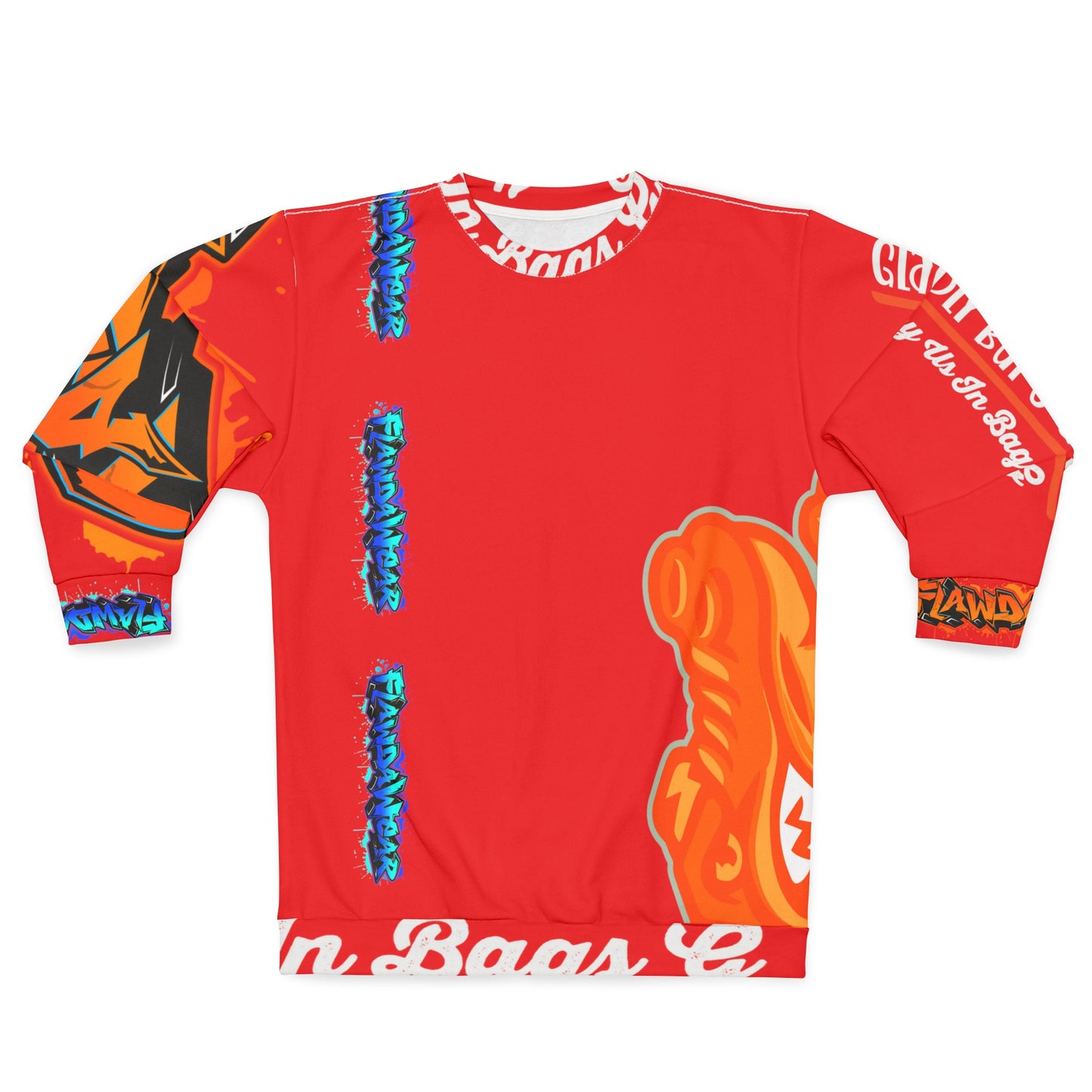 Red Flawdawear Limited Edition OG Rich Daddy “Will We Do A Show Gladly But U Gotta Pay Us In Bags G” Unisex Playuz Sweatshirt