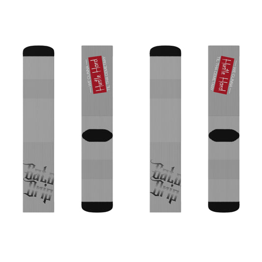 Light Grey Gator Drip Supa-Heavy Excess-Stunna Hypa-Flex Limited Edition OG Flawda Mane “We Gunna Hustle Hard Til Tha Cemetary” Medium Playuz Socks