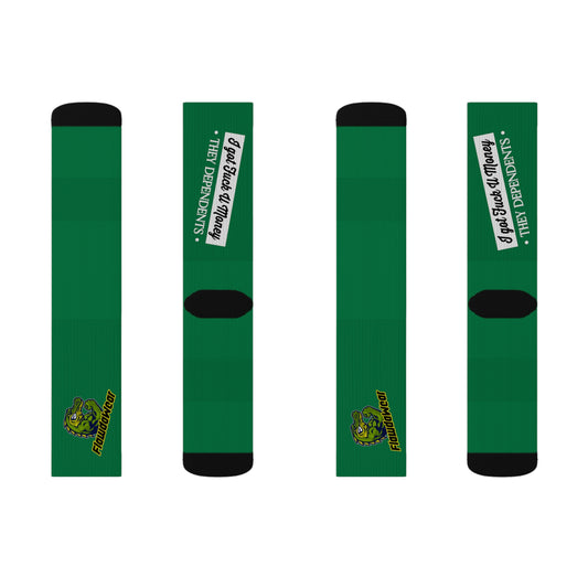 Dark Green Flawdawear Limited Edition OG Rich Daddy “I Got Fuck U Money They Dependents” Medium Playuz Socks
