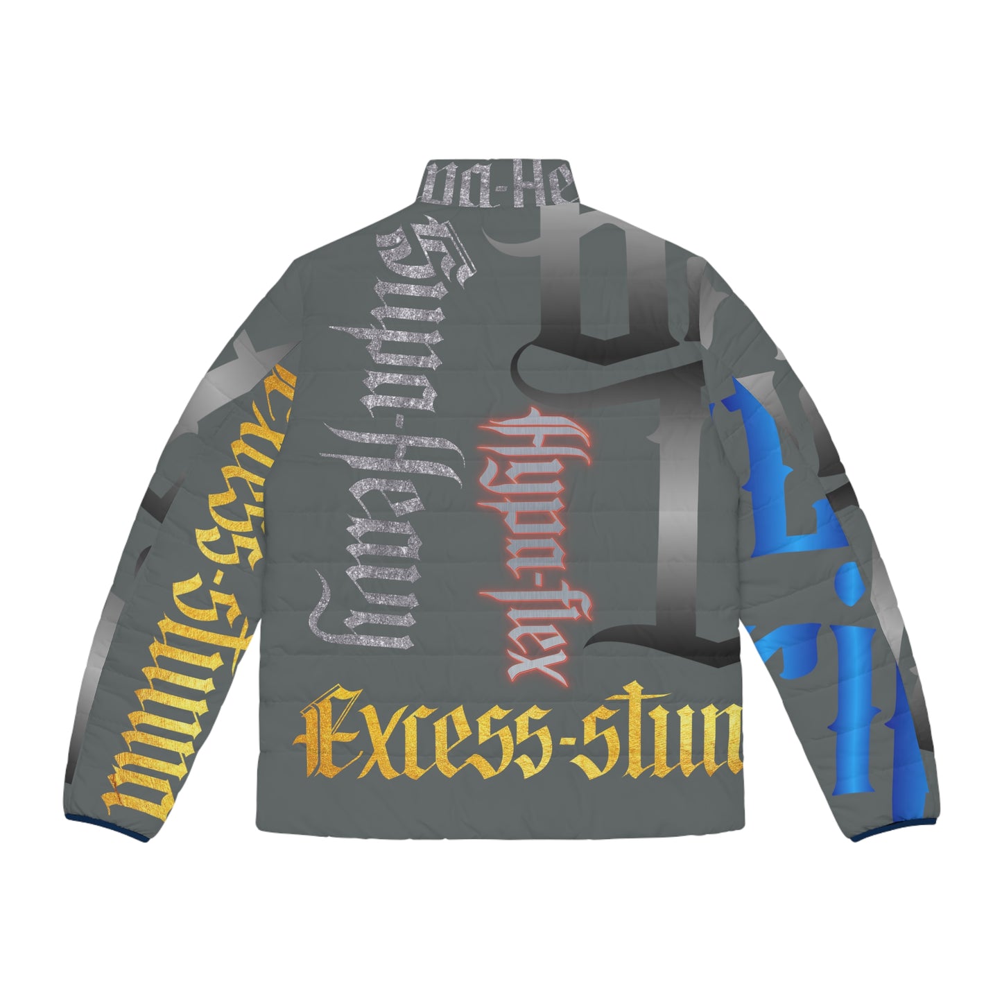 Dark Grey Gator Drip Exclusive Supa-Heavy Excess-Stunna Hypa-Flex Limited Edition OG “Excess-Stunna Collection” Men's Puffer Playuz Jacket