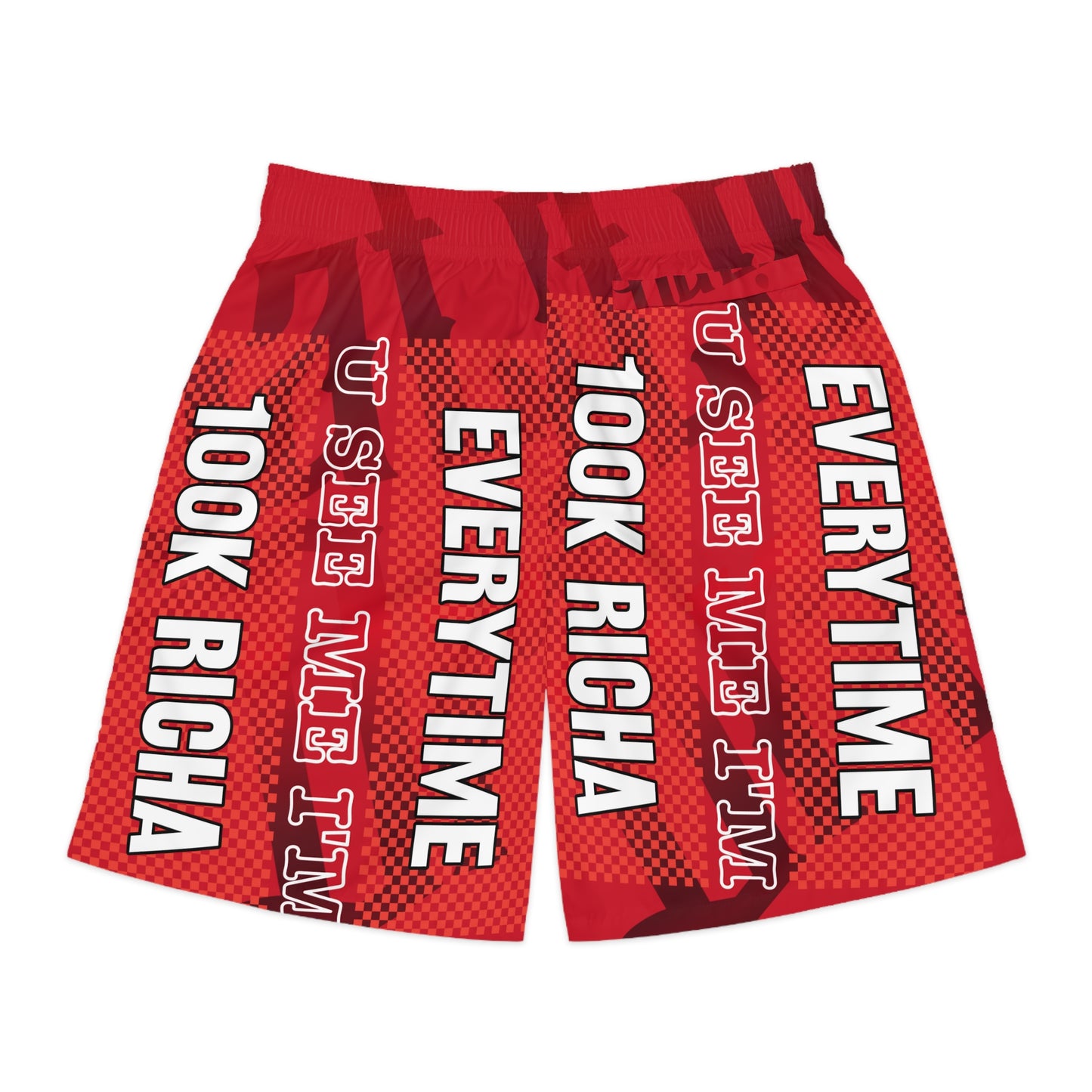 Red Gator Drip Exclusive Supa-Heavy Excess-Stunna Hypa-Flex Limited Edition OG Rich Daddy “Everytime U See Me I’m 100k Richa" Men’s Jogguz Playuz Shorts