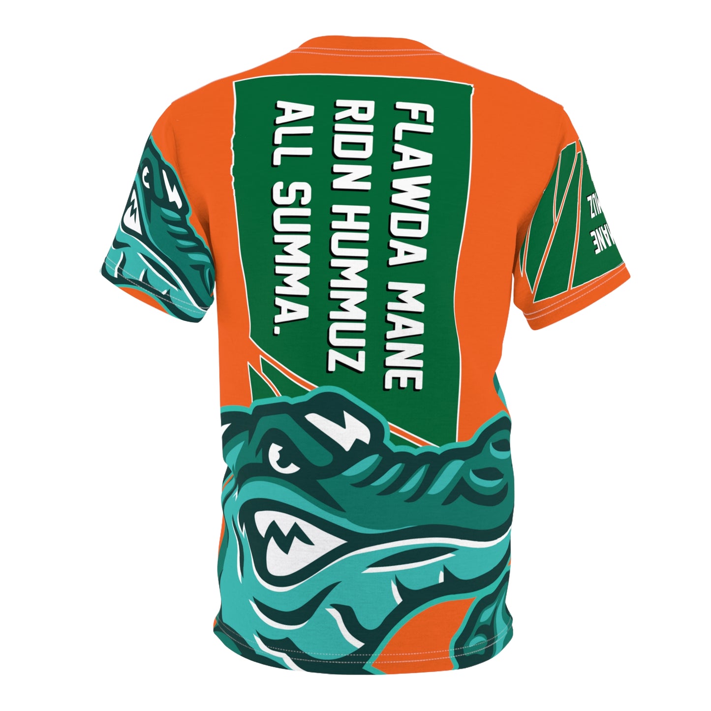 Orange Flawdawear Limited Edition OG Flawda Mane “Flawda Mane Ridn Hummuz All Summa.” Unisex Cut & Sew Playuz Tee
