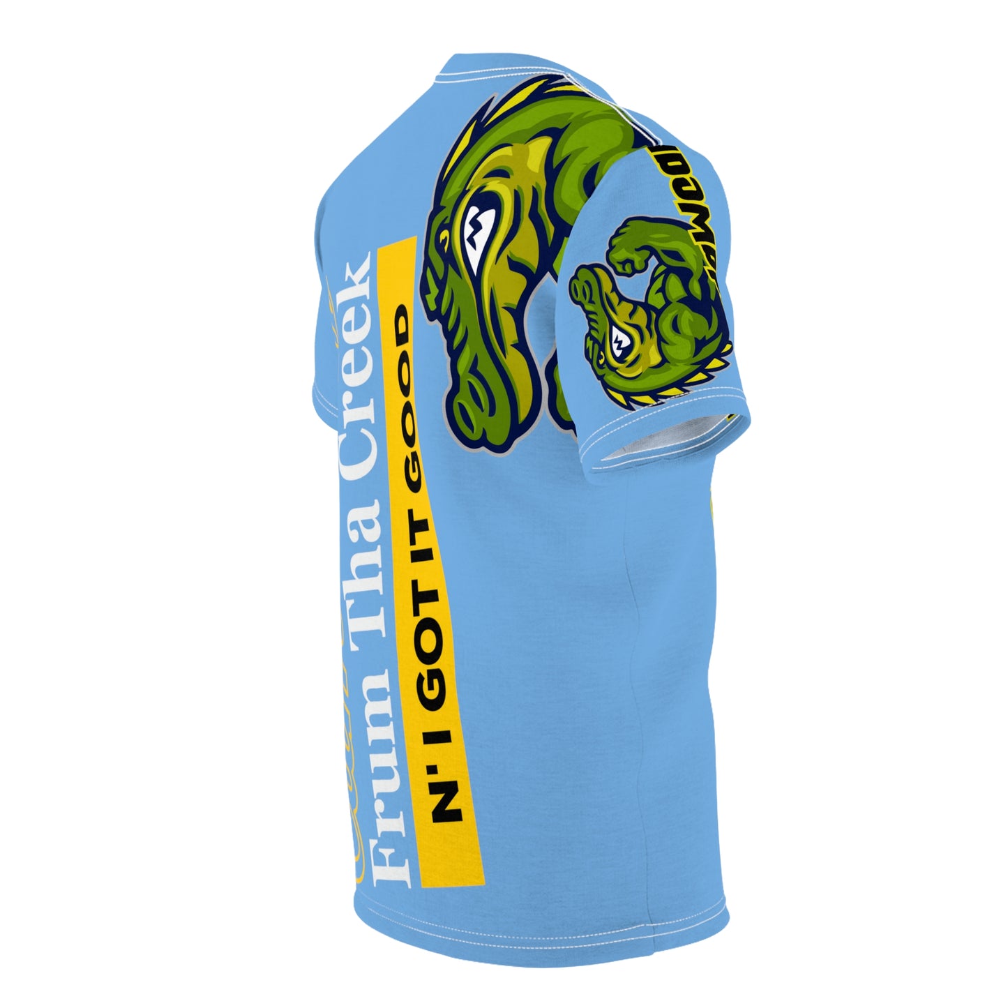 Light Blue Flawdawear Limited Edition OG Flawda Mane “Came Up Frum Tha Creek N’ I Got It Good” Unisex Cut & Sew Playuz Tee