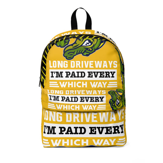 Yellow Flawdawear Limited Edition OG Alligator Playuz "Long Driveways I'm Paid Every Which Way" Classic Backpack