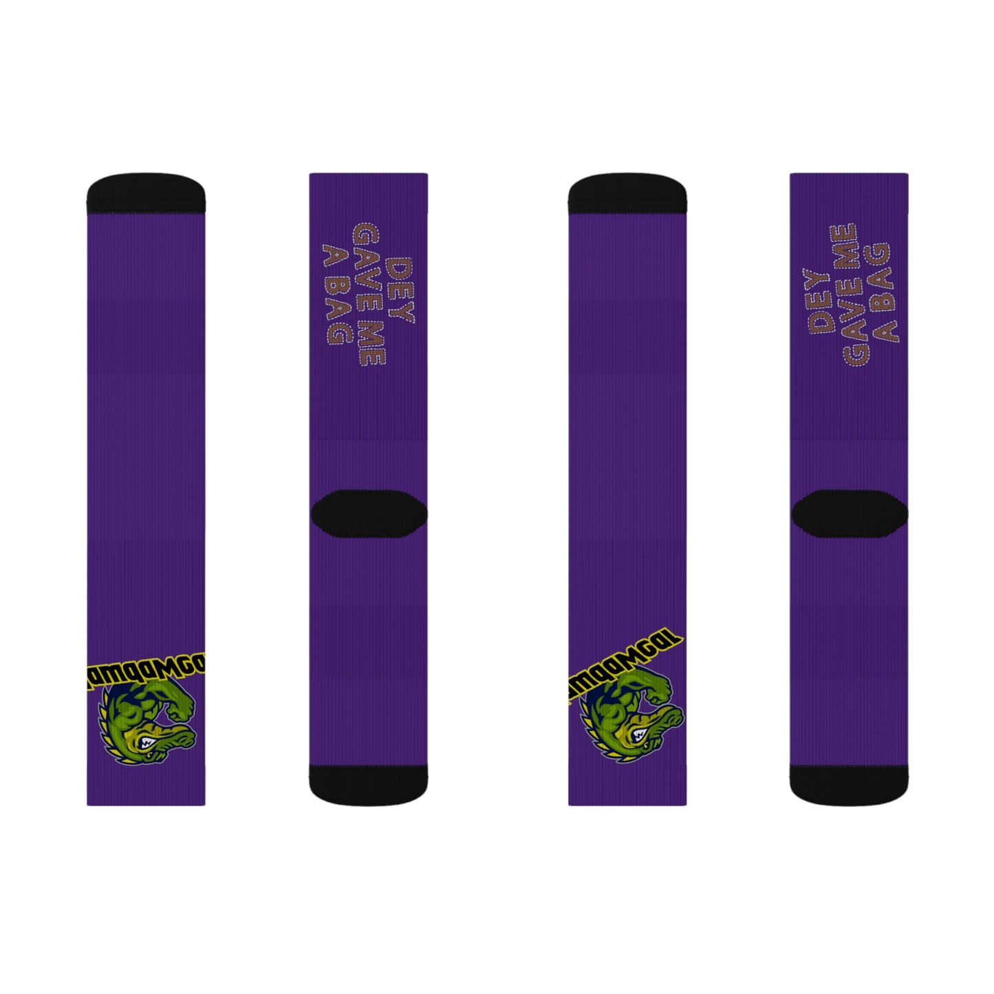 Purple Flawdawear Limited Edition OG Alligator Papuh Playuz “Dey Gave Me A Bag” Medium Playuz Socks