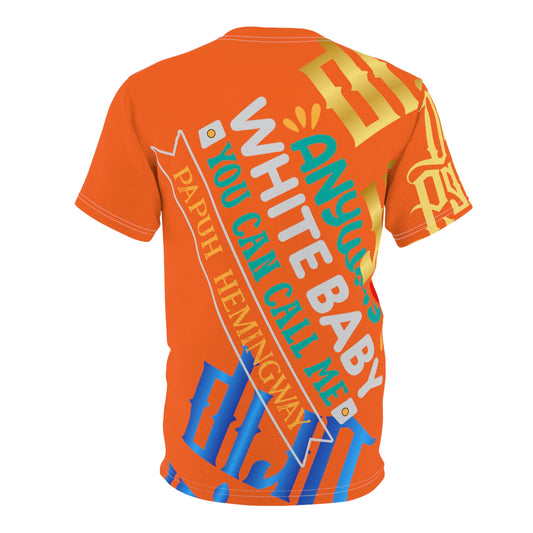 Orange Gator Drip Exclusive Supa-Heavy Excess-Stunna Flex Alligator Playuz Limited Edition OG Multi-Logo Rich Daddy “Anyway White Baby You Can Call Me Papuh Hemingway” Unisex Cut & Sew Playuz Tee