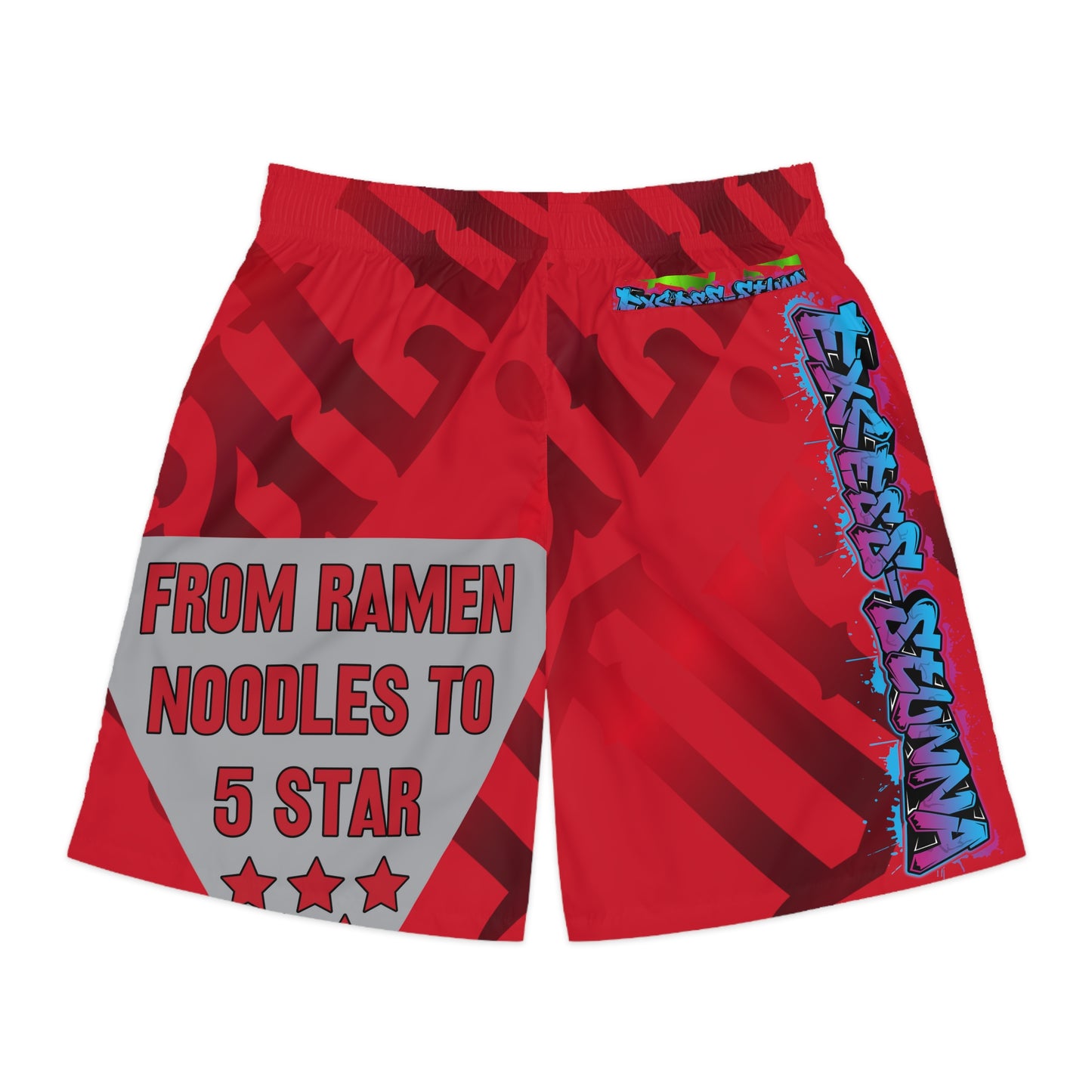 Red Gator Drip Exclusive Supa-Heavy Excess-Stunna Hypa-Flex Limited Edition OG Flawda Mane “From Ramen Noodles To 5 Star" Men’s Jogguz Playuz Shorts