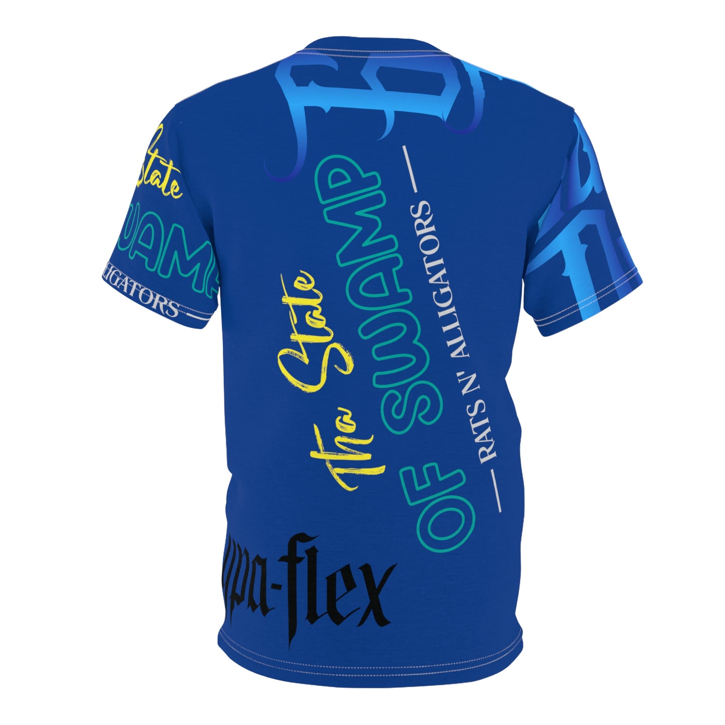 Dark Blue Gator Drip Exclusive Supa-Heavy Excess-Stunna Hypa-Flex Limited Edition OG Flawda Mane “Tha State Of Swamp Rats N’ Alligators” Unisex Cut & Sew Playuz Tee